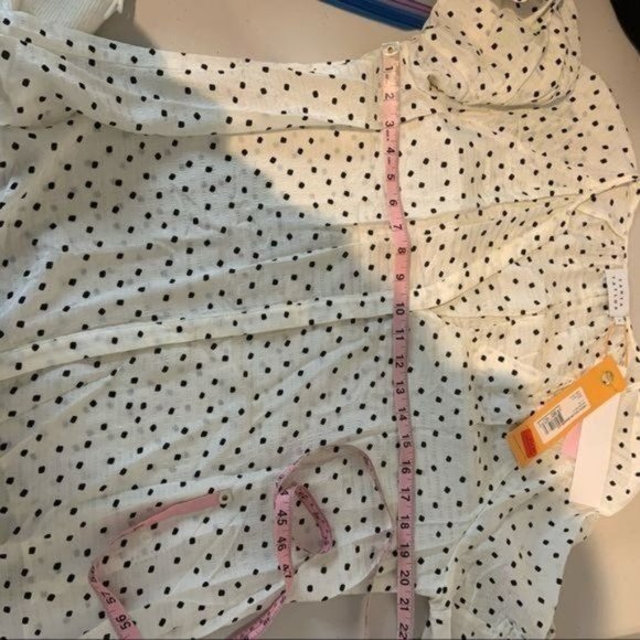 TANYA TAYLOR ILLA SILK FRILL RUFFLE PUFF BALLOON SLEEVE V NECK BLOUSE 6 - Picture 8 of 8